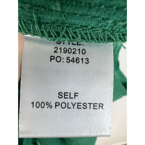 Current Air Green Belted Crepe Ruffle Tiered Tie Neck Dress Small - Picture 6 of 6